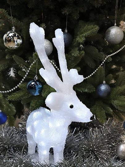 Фигурка декоративная акрил, Олень, 38х62 см, 50LED, 220В, белая, Y4-3071