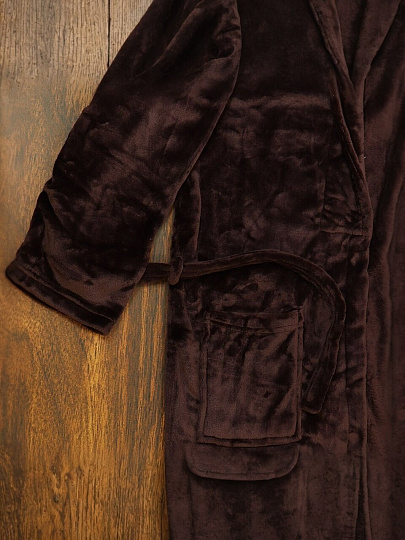 Халат унисекс, махровый, 100% полиэстер, горький шоколад, универсальный, T2020-110