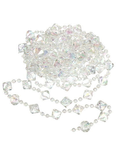 Бусы новогодние 270 см, прозрачные, Кристалл, Y4-9456