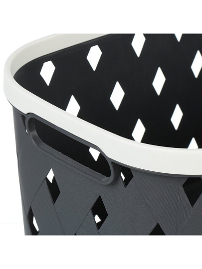 Корзина для хранения, 36.8х25.2х21.2 см, плетеная, пластик, серая, Y4-8602