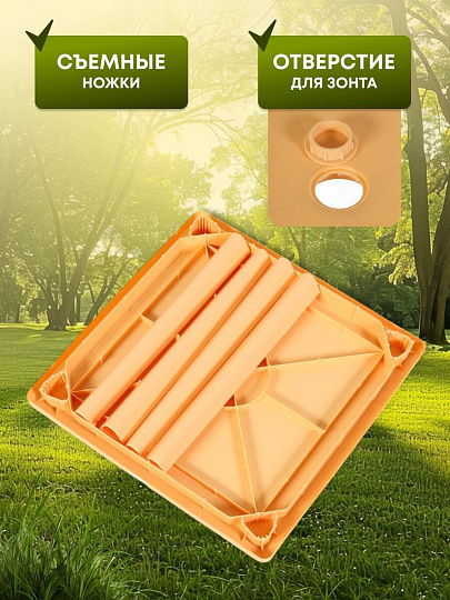 Стол пластик, Стандарт Пластик Групп, 80х80х71 см, квадратный, пластиковая столешница, бежевый