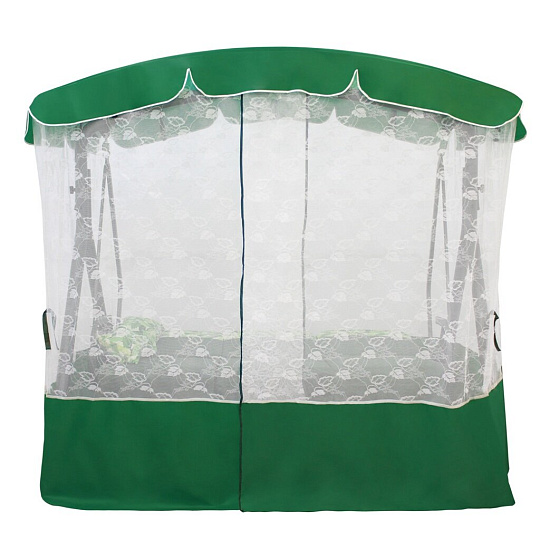 Качели садовые 3-местные, 206.6х143х195 см, 300 кг, Arno, Элегант Премиум, раскладываются в кровать, с москитной сеткой, зеленые, цветы, 2016-КД-45/П, металл