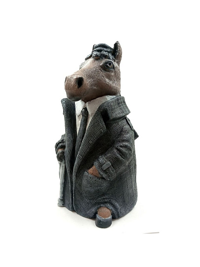 Копилка Символ Года Конь в пальто, 24 см, гипс, G040-24-105K, бежевая