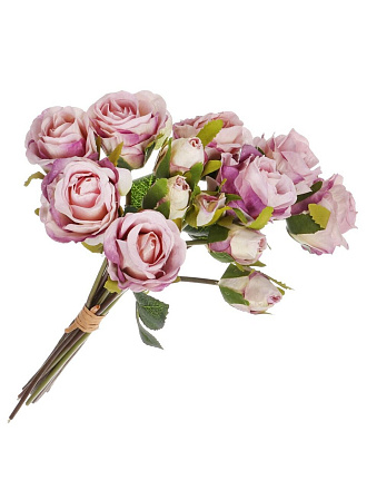 Цветок искусственный декоративный Роза букет, 36 см, лиловый, Y6-10407