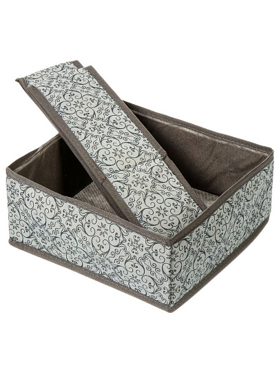 Кофр для хранения, спанбонд, с молнией, твердые стенки, 4 шт, серый, с рисунком, ВС-22-26208