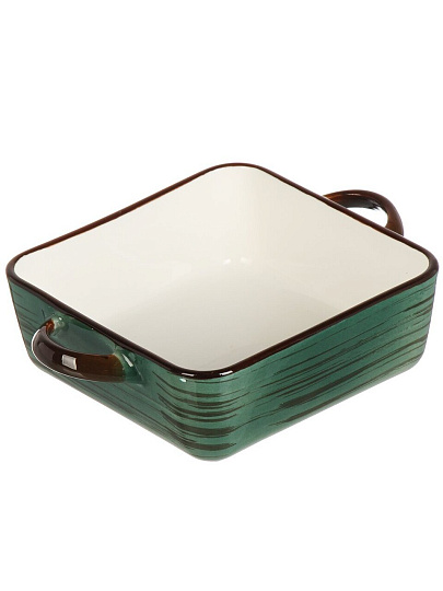 Форма для запекания керамика, 14х18.7х5.2 см, 0.7 л, квадратная, Малахит, Y4-9042