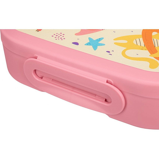 Контейнер пластик, 0.98 л, 18х13х5 см, розовый, прямоугольный, ланч-бокс, Пластишка, 431320605