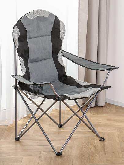 Стул-кресло 59х59х110 см, серо-черное, полиэстер 600D, 120 кг, YTBC1007-black/grey