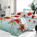 Постельное белье 1.5-спальное, простыня 160х215 см, 2 наволочки 70х70 см, пододеяльник 145х215 см, Butterfly, поплин, Яркие маки