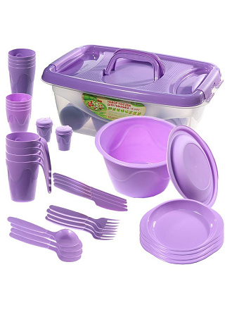 Набор для пикника на 4 персоны, 31 предмет, контейнер 16л, миска 3л, 4 тарелки, 4 кружки, 4 стакана, 4 стопки, столовые приборы, в ассортименте, Martika, Чезаре, С68