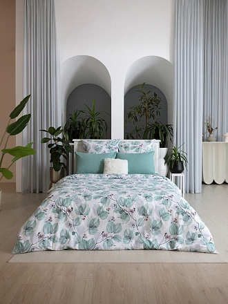 Постельное белье евро, простыня 220х240 см, 2 наволочки 70х70 см, пододеяльник 200х220 см, Волшебная ночь, перкаль, Springtime