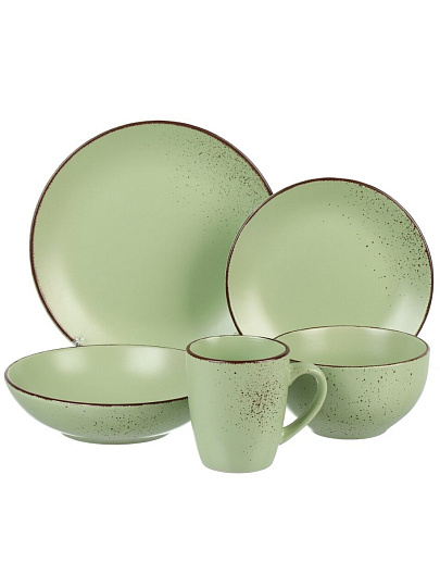 Тарелка обеденная, керамика, 24 см, круглая, OH!SPLASH, Domenik, DMD171, зеленая