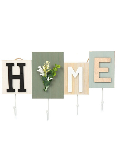 Крючок Home, 32.5х20.5 см, МДФ, 4 крючка, на декоративном панно, настенный, A200170
