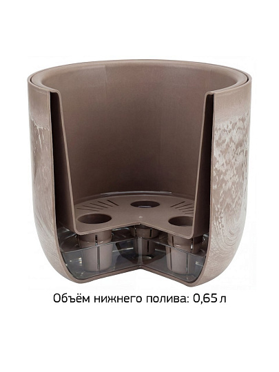 Кашпо пластик, 1.9 л, 18х18х16.5 см, универсальное, со вставкой, бежевый слайн, Idea, Микрит, М 3265
