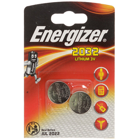 Батарейка Energizer, CR2032, Lithium, литиевая, 3 В, блистер, 2 шт, Кб699508