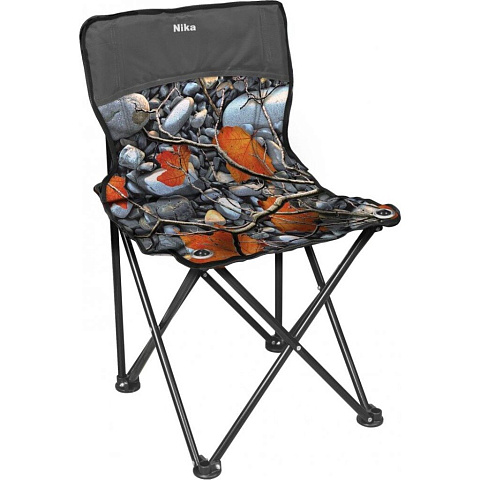 Стул-кресло 35х42х42 см, Премиум 2, серое, камни и кленовые листья, ткань водоотталкивающая, с сумкой-чехлом, со спинкой, 100 кг, Nika, ПСП2/4