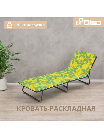 Раскладушка 192х65х25 см, 120 кг, Стефания, с86а/123, мягкая, сталь, ткань, матрас в комплекте, поролон, в ассортименте