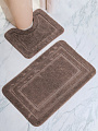 Набор ковриков для ванной и туалета, 2 шт, 0.5х0.8, 0.4х0.5 м, полиэстер, коричневый, Silvano, Контур, Y4-11488