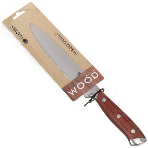 Нож кухонный Daniks, Wood, разделочный, нержавеющая сталь, 20 см, рукоятка дерево, 160939-3