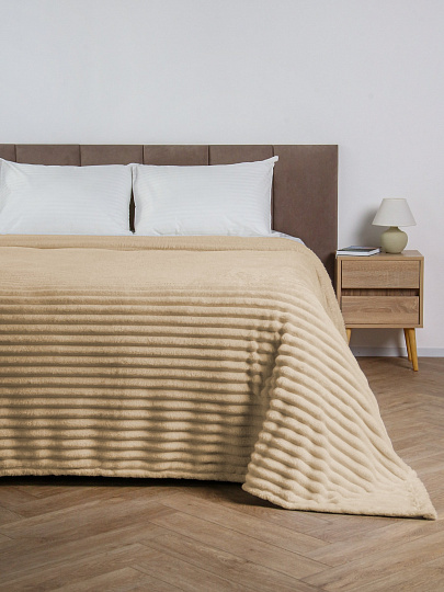 Плед 2-сп, 180х200 см, 280 г/м2, микрофибра, 100%пэ, Silvano, Милан, темно-бежевый