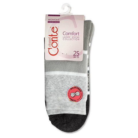Носки для женщин, хлопок, махровые, Conte, Comfort, 212, серые, р. 25, 7С-47СП