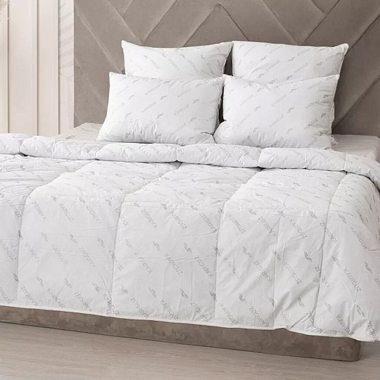 Подушка 50 х 68 см, 80% пух, 20% перо, Облепиха, чехол 100% хлопок, кант, средняя, Kariguz, МПО10-3