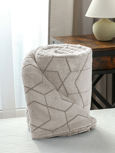 Плед 200х240 см, микрофибра, 100%пэ, 280г, Silvano, Геометрия, серо-бежевый