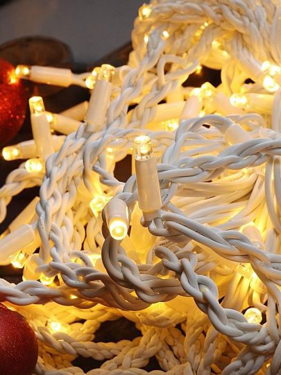 Гирлянда 120 ламп, 3х0.6 м, 1 режим, Бахрома, теплый белый свет, белая, на улице, сетевая, LED