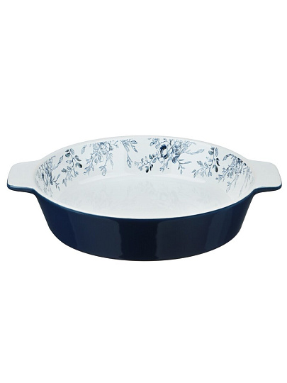 Форма для запекания керамика, 21.5х25.5х5 см, круглая, Millimi, Цветы, 826-008
