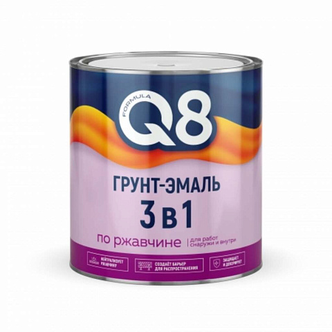 Грунт-эмаль Formula Q8, по ржавчине, алкидная, коричневая, 0.9 кг