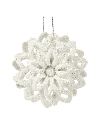 Набор елочных украшений Снежинки, 2 шт, белый, 5.5 см, пластик, объемные, Y4-9396