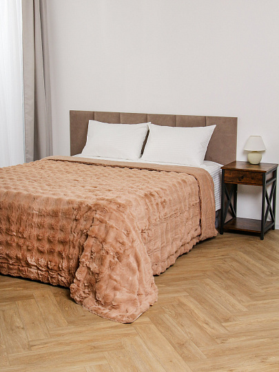 Покрывало евро, 240х260 см, 100% полиэстер, верх ткань 460 гр/м, низ ткань 200гр/м, Silvano, Кролик, какао