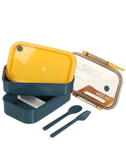 Контейнер ланч-бокс пластик, 1.4 л, 19х11.5х10.5 см, в ассортименте, прямоугольный, Y4-7826