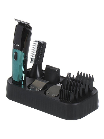 Набор для стрижки и бритья, Rion, IPX6, сетевой, бирюзовый, 6 в 1, ящик для хранения, триммер для волос в носу, бритва, лезвие