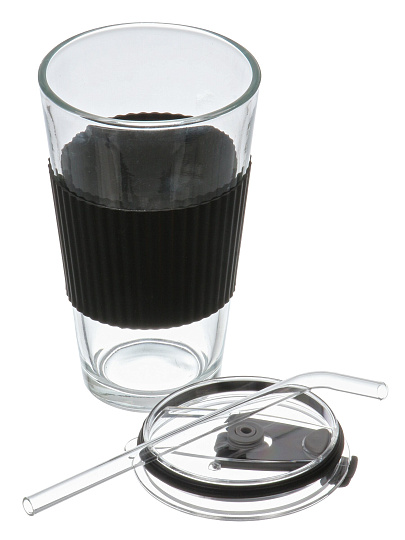 Стакан 450 мл, стекло, Стиль, с трубочкой, B060528