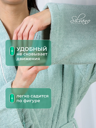 Халат унисекс, махровый, 100% хлопок, мятный, XXL, 54-56, Silvano