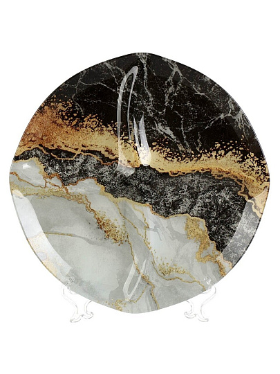 Менажница стекло, 29 см, круглая, Daniks, Флюид, черная