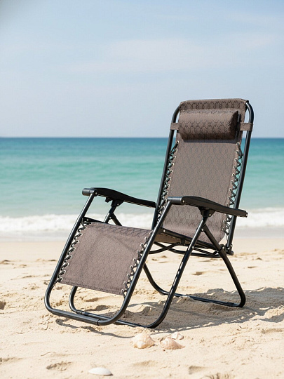 Шезлонг пляжный склад, мет-л, 175х67х110 см, 120 кг, корич