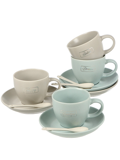 Набор чайный фарфор, 12 предметов, на 4 персоны, 180 мл, с ложками, Элитный вкус, RS097/4655, подарочная упаковка