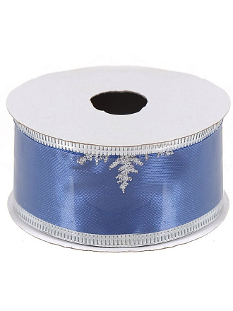 Лента декоративная полиэстер, 270х3.8 см, синий с серебром, Y4-4219