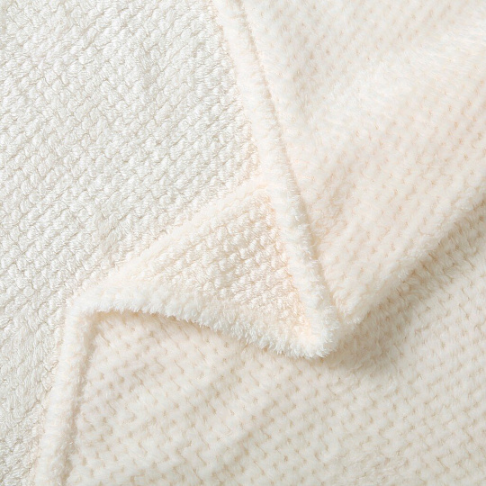 Плед 2-спальный, 180х200 см, велсофт жаккард, 100% полиэстер, Silvano, Popcorn, молочный, 180/016-PPC/CL