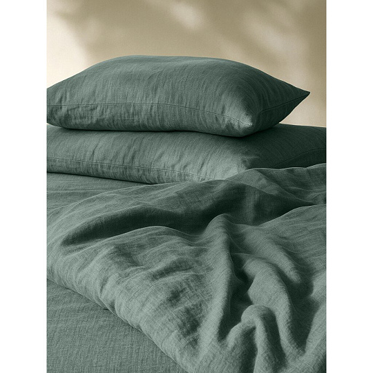 Постельное белье евро, простыня 240х260 см, 2 наволочки 70х70 см, 2 наволочки 50х70 см, пододеяльник 200х220 см, Silvano, вареный хлопок, Зеленый
