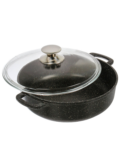 Жаровня алюминий, 26 см, 3 л, антипригарное покрытие, Горница, Induction Гранит, Иж2611аг, с крышкой, индукция