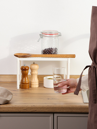 Полка настольная, пластик, 1 секция, 30х19.5х17 см, белая, Violet, Ротанг, 750006