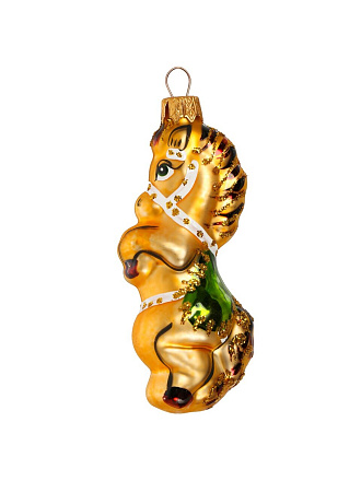 Елочное украшение Веселая лошадка, 10 см, стекло, ФУ-452