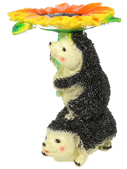 Фигурка садовая Ежики с подсолнухом, 26х20 см, гипс, Гарденвилл, 451