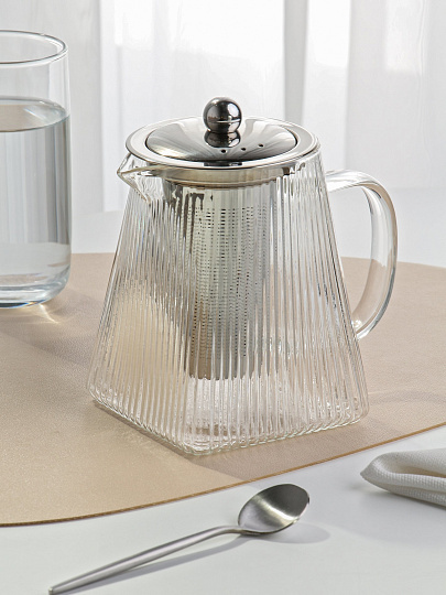 Чайник заварочный стекло, металл, 0.75 л, с ситечком, Daniks, B050187