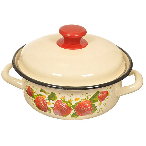 Кастрюля эмалированная сталь, 1.5 л, с крышкой, крышка сталь, цилиндрическая, Керченский металлургический завод, 41804-082/6, в ассортименте
