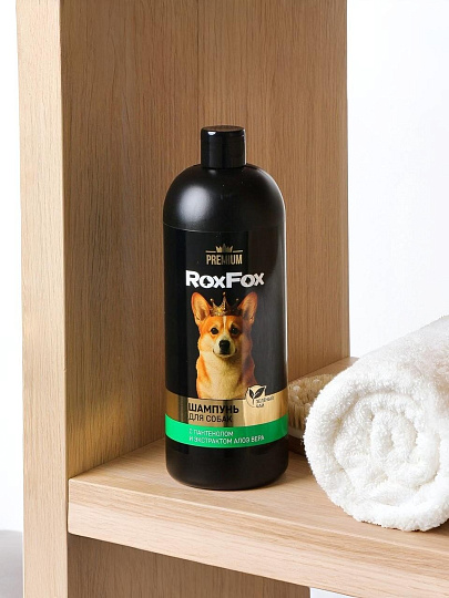 Шампунь RoxFox, для собак, 1 л, с пантенолом,с экстрактом алоэ вера, зеленый чай