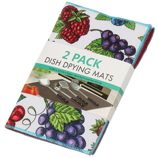 Коврик кухонный для посуды, текстиль, 30х40 см, 2 шт, в ассортименте, TDM3040-01